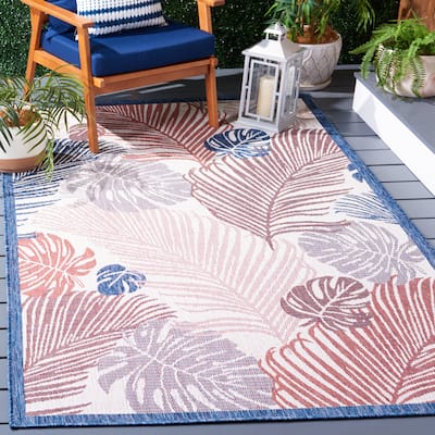 SAFAVIEH Courtyard Soichi Indoor/ Outdoor Rug - Beige/Rust - 5'3" x 7'7"