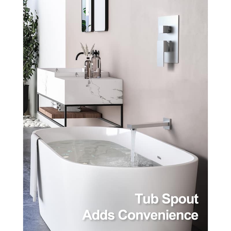 GRANDJOY 10" 3-in-1 Shower System with Rainfall Head, Handheld and Tub Spout, Pressure Balance Valve