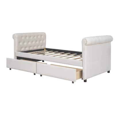 Twin Size Upholstered Daybed with 2 Drawers