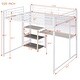 preview thumbnail 6 of 7, Metal Loft Bed Frame with Desk and Whiteboard, Full Size Loft Bed with 3 Shelves, Ladder and Guardrails for Kids, Teens - White