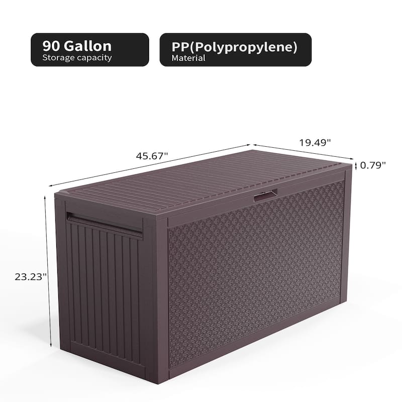 Lockable Outdoor Garden Storage Box for Cushions, Toys and Tools - 45.67x 19.49 x 23.23 Inches