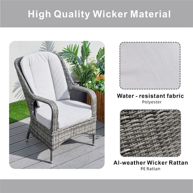 Modern 5-piece Aluminum Outdoor Hand-woven PE Rattan Dining Set with Adjustable Fire Pit Table