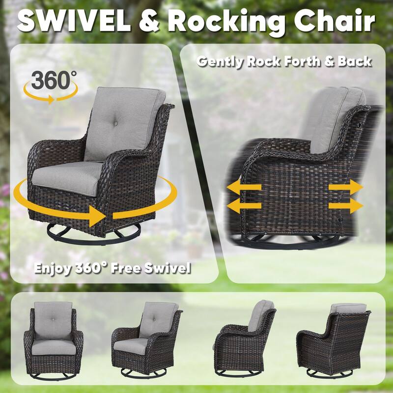 Outside Glider Chair with Cushion Brown-Grey - Brown