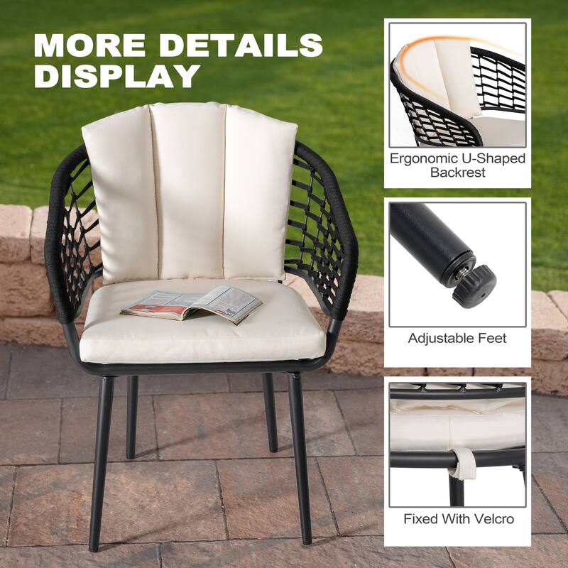 Outdoor Aluminum Dining Set with Powder-Coated Frame, Beige