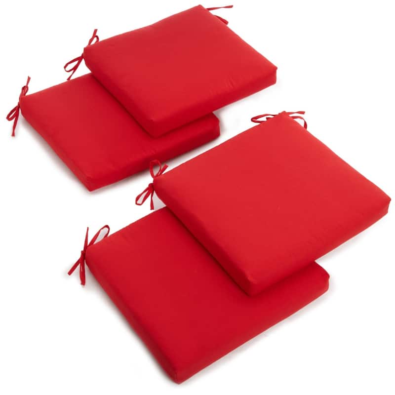 20-inch by 19-inch Twill Indoor Chair Cushion (Set of 1, 2, or 4) - 20 x 19 - Set of 4 - Red