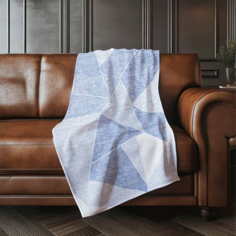 Premium Machine Washable Modern Contemporary Sherpa Throw Blanket - Sky - 4'2" x 5'10"