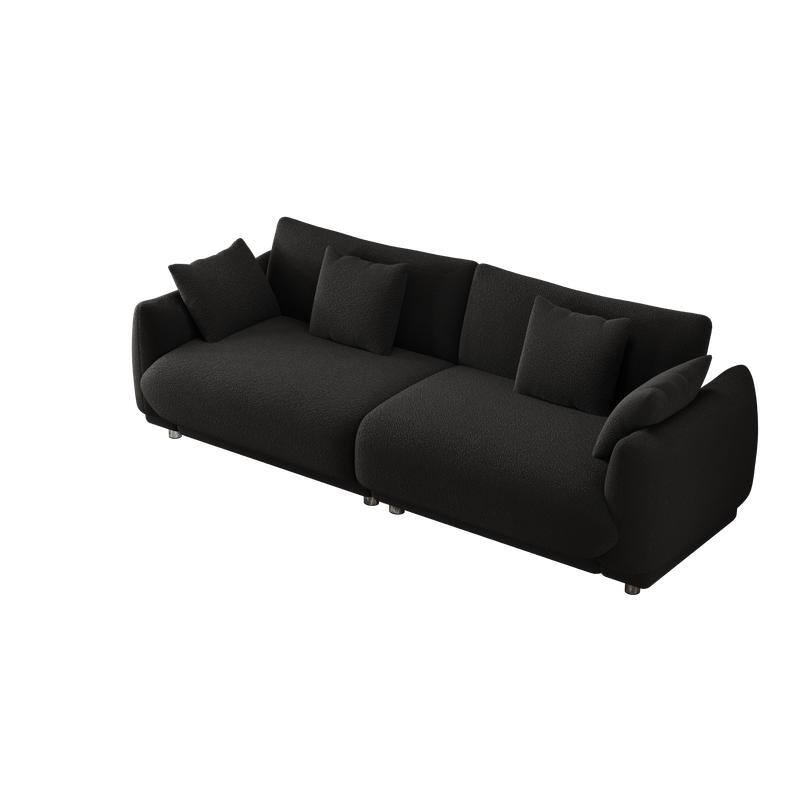 Modern Style 86.6" Teddy Velvet Upholstered Water Chestnut Sofa