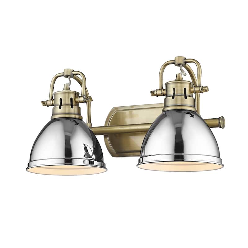 Duncan 2 Light Bath Vanity - 16.5"x8.5" - 16.5"x8.5" - Aged Brass