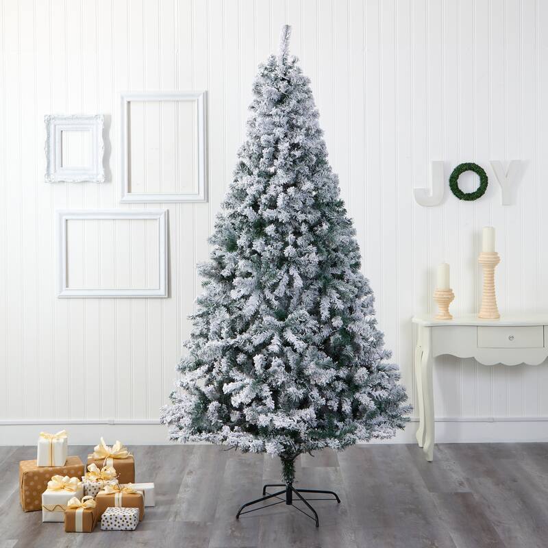 8' Full Flocked Rock Springs Spruce Artificial Christmas Tree, Unlit - 8 Foot