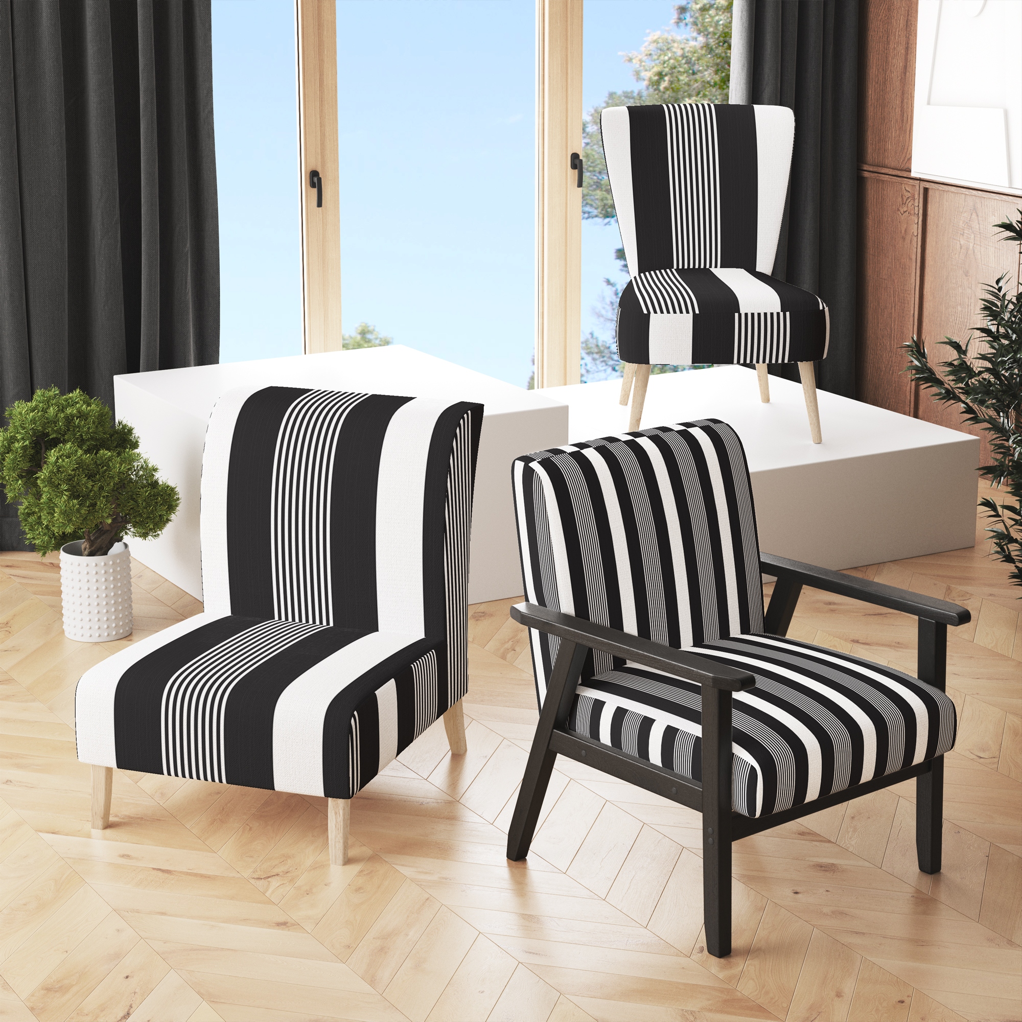 Pinstripe clearance accent chair