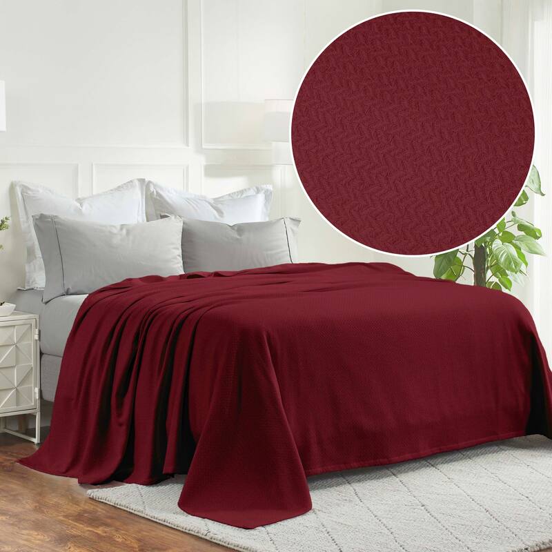 Superior Nobel Cotton Textured Chevron Lightweight Woven Blanket