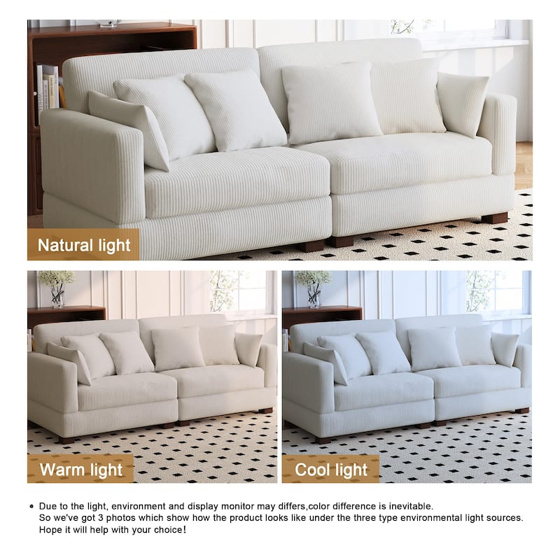 84.5″W Modern Corduroy Couch Modular Sofa
