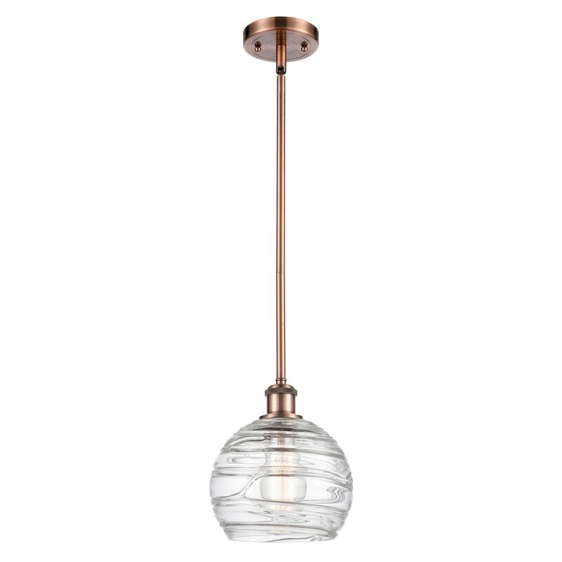 Innovations Lighting Athens Deco Swirl - 1 Light 8" Stem Hung Mini Pendant - Antique Copper