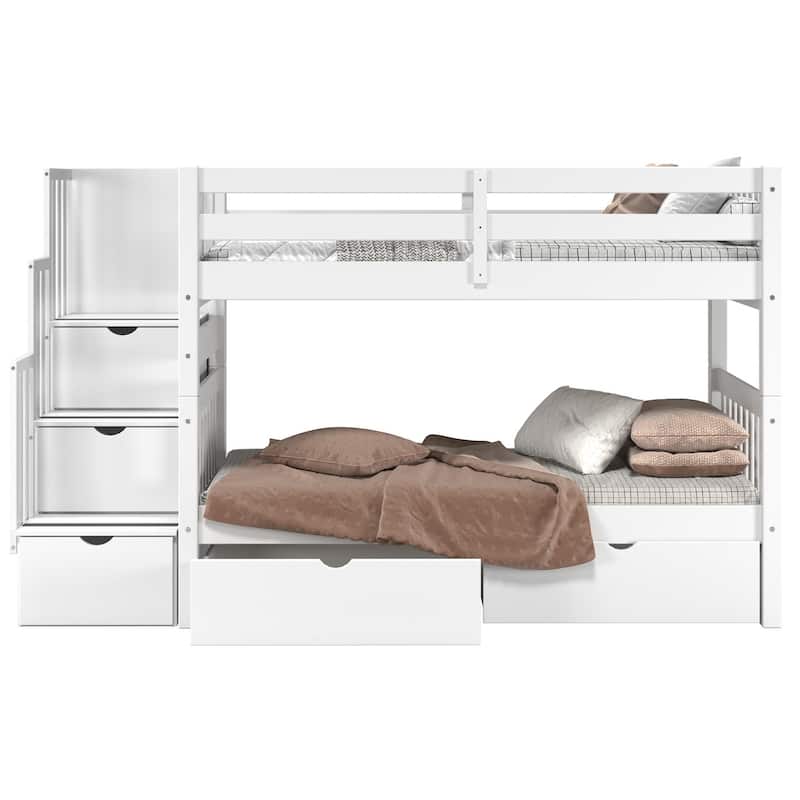 Taylor & Olive Trillium Twin over Twin Stairway Bunk Bed, 2 Drawers