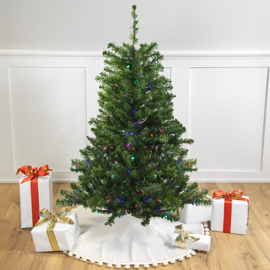 4' Medium Canadian Pine Artificial Christmas Tree Multicolor LED - 4 Foot