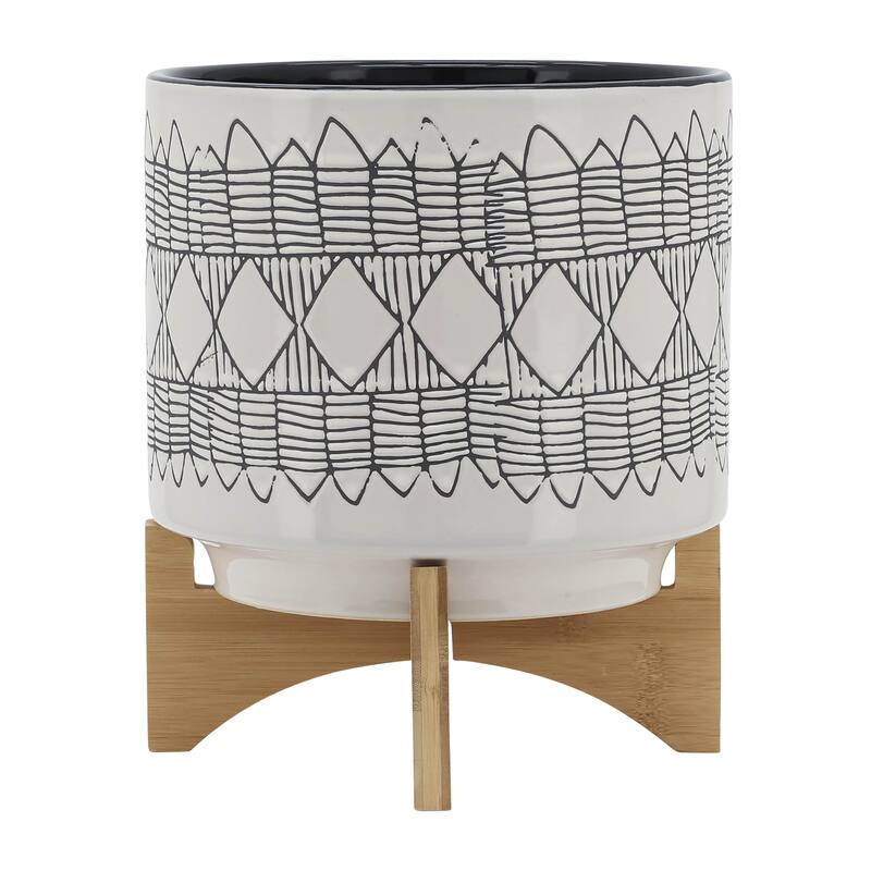 Sagebrook Home Abstract Ceramic Planter on Stand Indoor/Outdoor