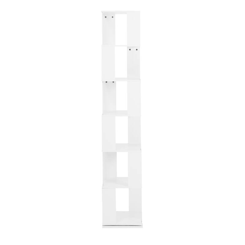 6 tier Rotating Bookshelf, Floor Rack Simple Bookcase with Acrylic plate Student Multi-Function Creative Bookshelf