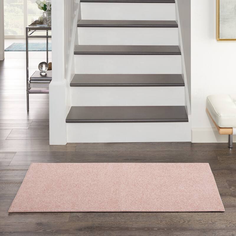 Nourison Essentials Solid Contemporary Indoor/Outdoor Area Rug - 2' x 4' Runner - Pink