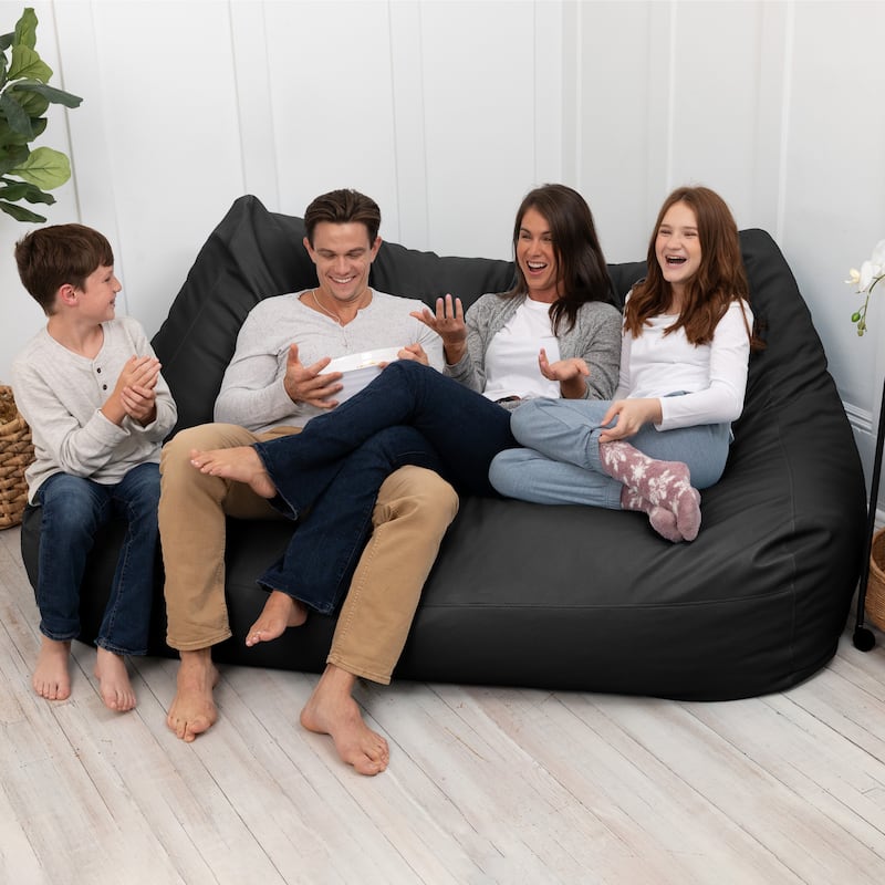 Atrium Collection Lozia Loveseat - Large Bean Bag Sofa for Home Theaters, Offices, Schools & Receptions - Faux Leather - N/A