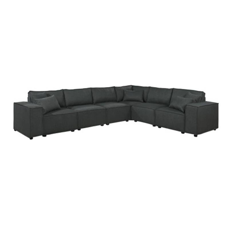 Oversized L Shaped Linen Upholstered Sectional Sofa