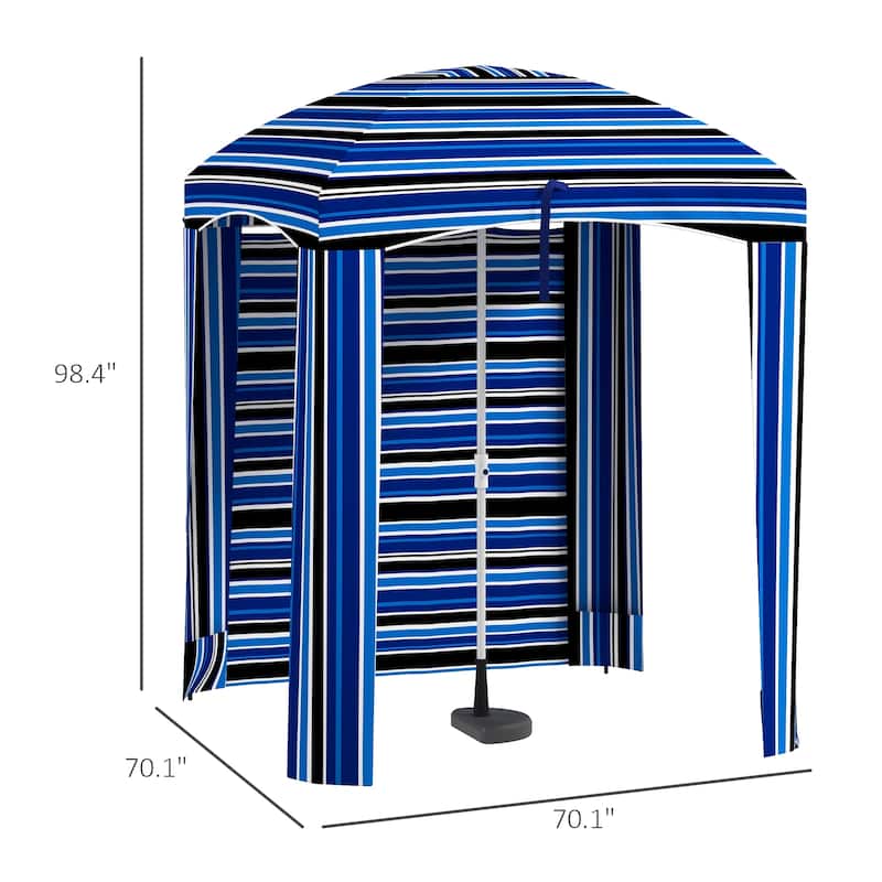 5.9' x 5.9' Portable Beach Cabana with Walls, Vents & Sandbags - Blue Stripe Design