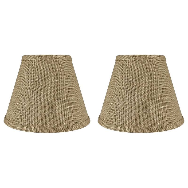 Hardback Faux Silk Conical Lamp Shade, 5 inch Top, 9 inch Bottom, 7 inch Slant - Set of 2 - Natural Burlap