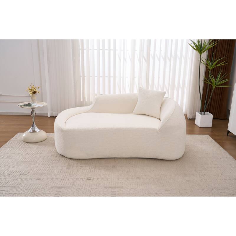 LY-048 Compression Curved Chaise Longue Chair Indoor, Modern Chenille Loveseat Couch