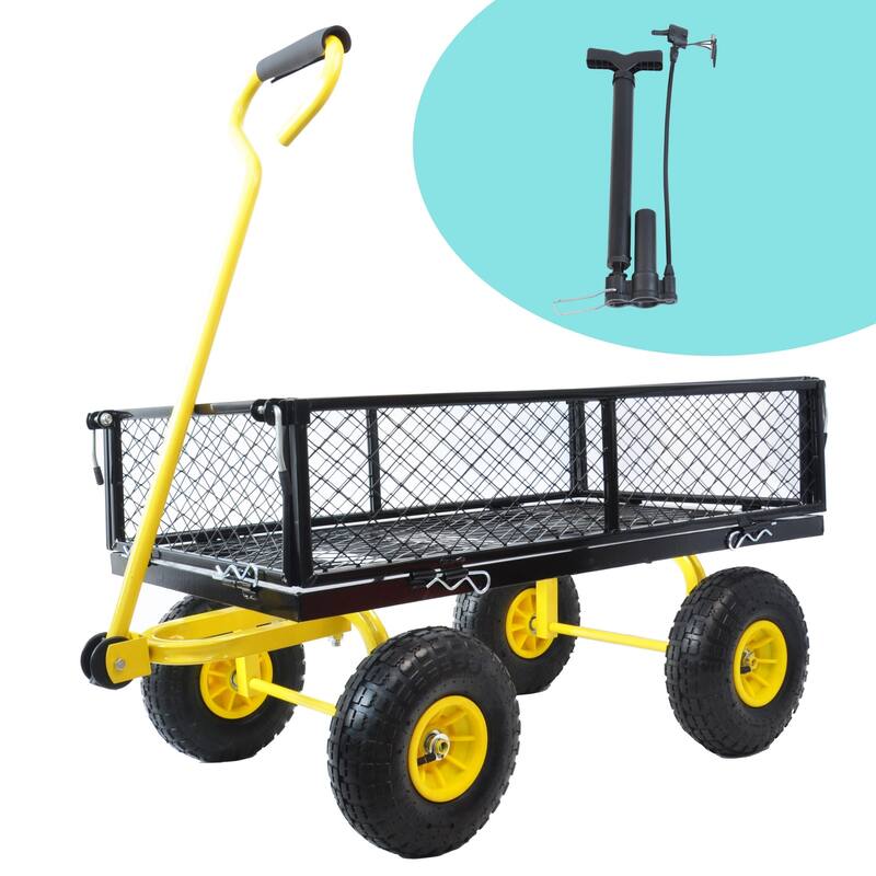 Multifunctional Garden Cart with Removable Side Panels, 550LBS Capacity