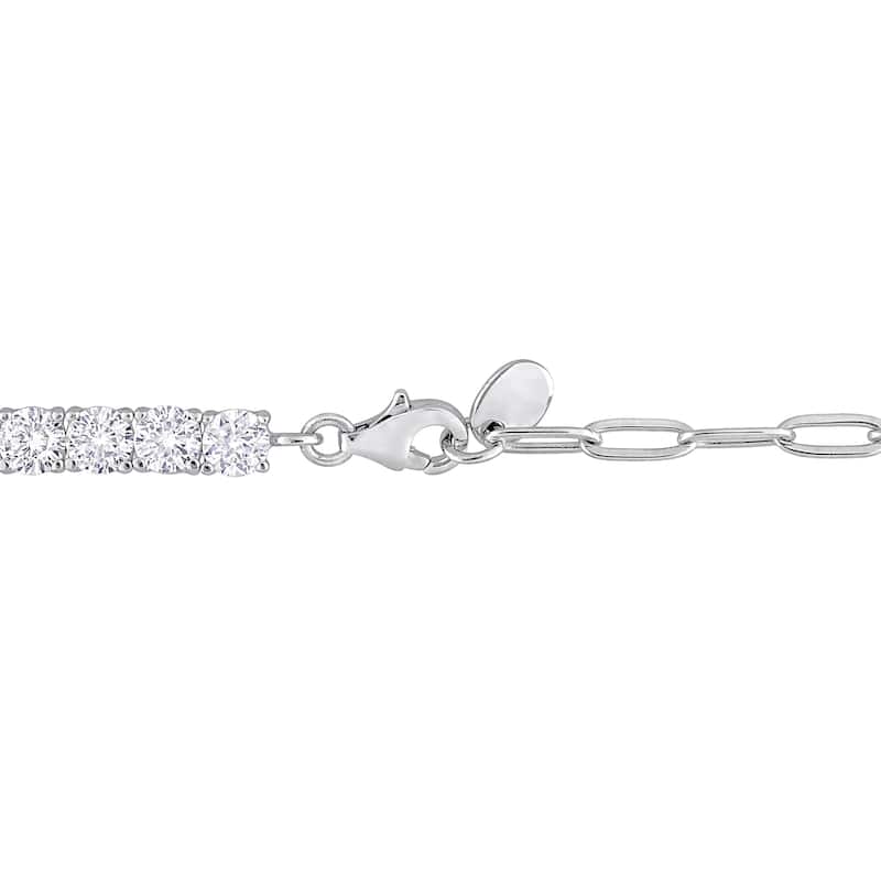 Miadora 6ct TGW Created White Sapphire Semi Tennis Bracelet Chain Sterling Silver