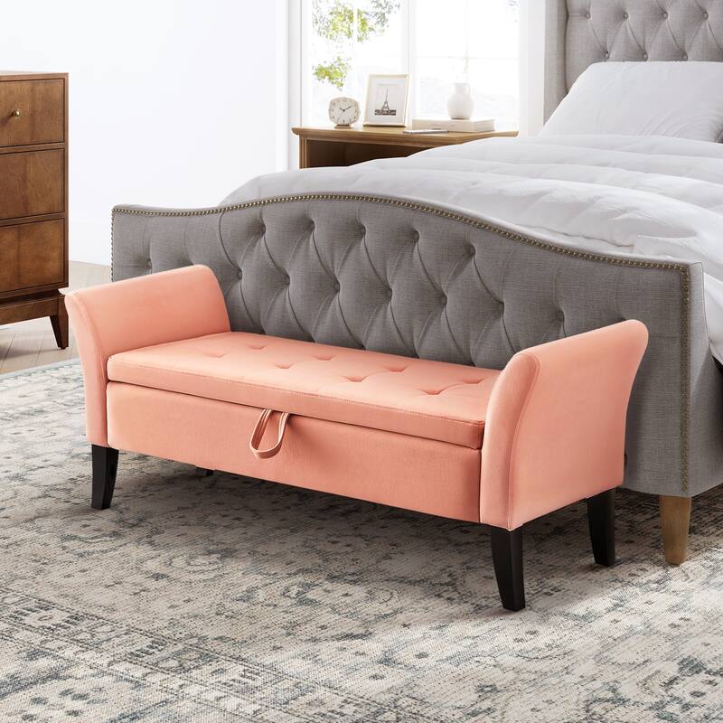 Ramiro Contemporary Velvet Storage Bench by HULALAHOME