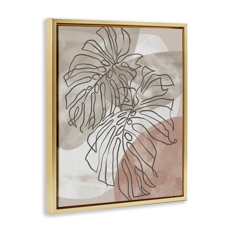 Stupell Leaf Outlines in Earth Tones Framed Floater Canvas Wall Art Design By Cat Thurman Designs
