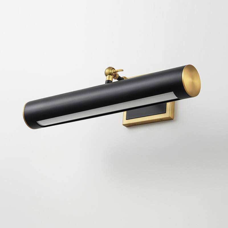 1-Light Mid-Century Modern Black&Gold Linear Bathroom Vanity Light/Picture Lights for Wall - 15.7 in. W x 9.4 in. H x 9.4 in. D