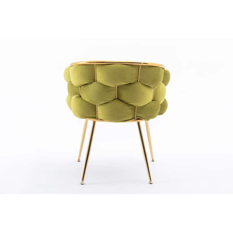 Olive Green Modern 28.7" Velvet Upholstered Accent Chairs with Gold - Plated Metal Legs (Set of 2)