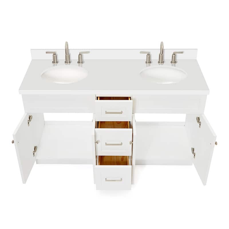 Ariel F061DWQOVO Hamlet 61" Free Standing Double Basin Vanity Set with