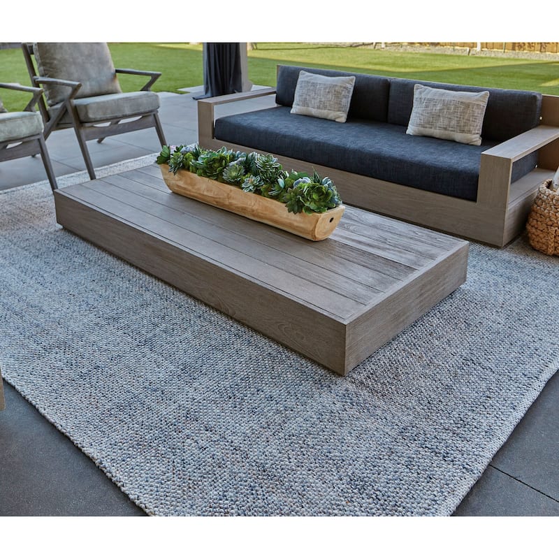 Siona Space Dyed In/Outdoor Flatweave, Dusty Blue, Area Rug - 2' x 3' Oval - Azure Blue/Dusty Blue/Light Warm Gray