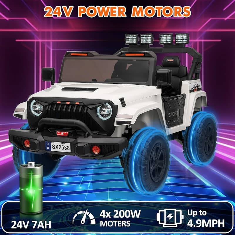 24V Kids Electric Ride-On Car, 2-Seater 4WD