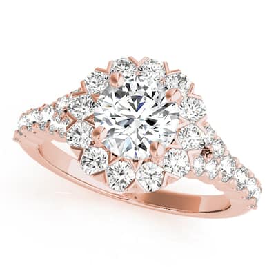 Auriya 14k Rose Gold Lab Grown Round Diamond Halo Engagement Ring 0.50 to 5.00 ct. tw. (F-G VS)