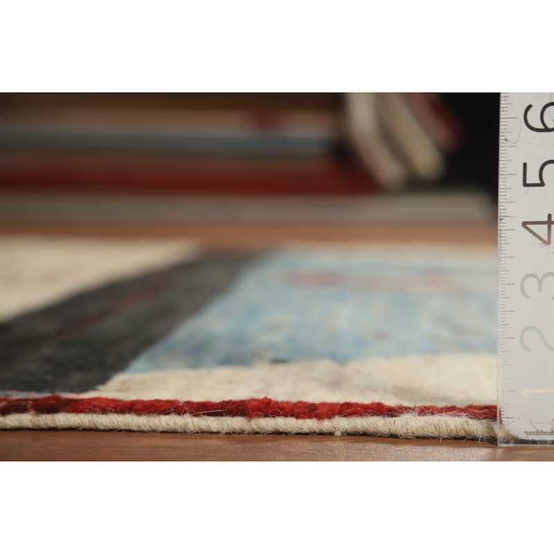 Geometric Moroccan Oriental Area Rug Handmade Beige Wool Carpet - 6'11" x 9'4"