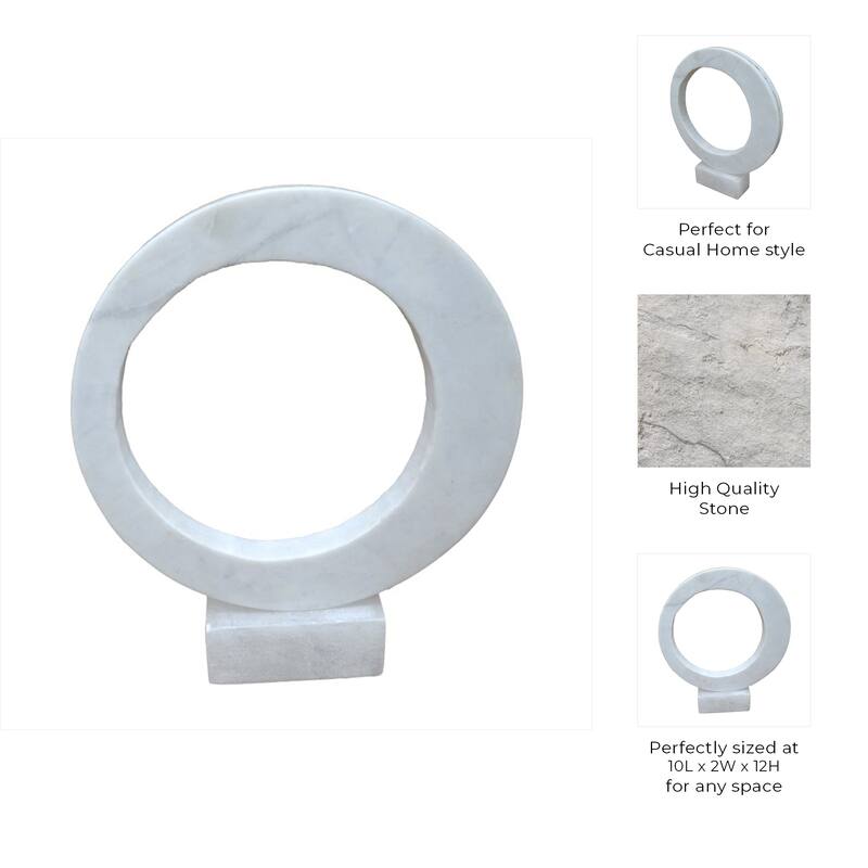 Stone Sculpture Circular Ring Geometric Base for Contemporary Display