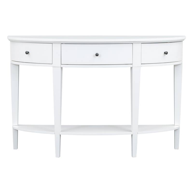 Modern Curved Console Table Sofa Table with 3 drawers and 1 Shelf for Hallway, Entryway, Living Room