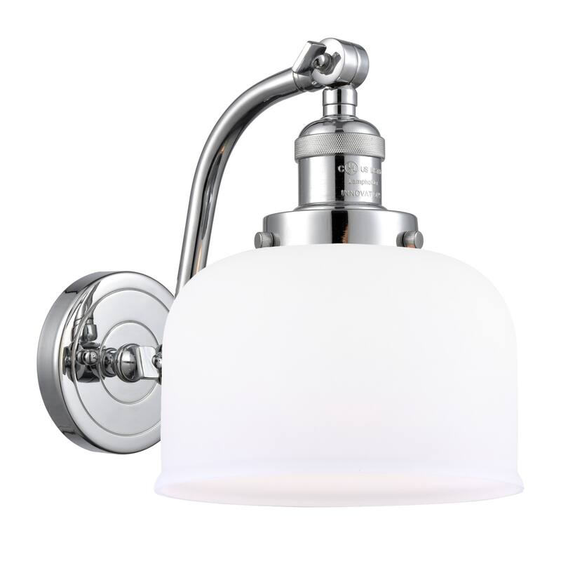 Innovations Lighting Large Bell Single Light 12" Tall Bathroom Sconce - Polished Chrome / Matte White Cased