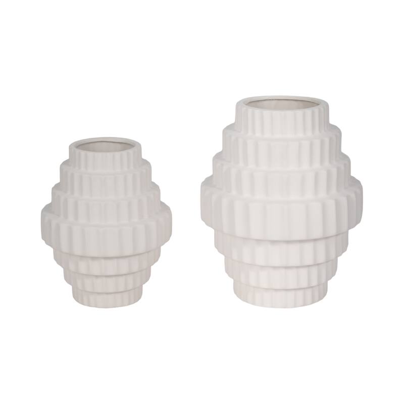 Sagebrook Home Textured Staggered Vase, White