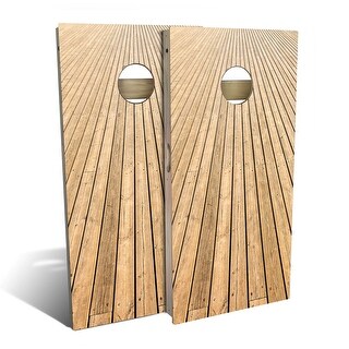 Boardwalk Wood Lines Outdoor Cornhole Board Set