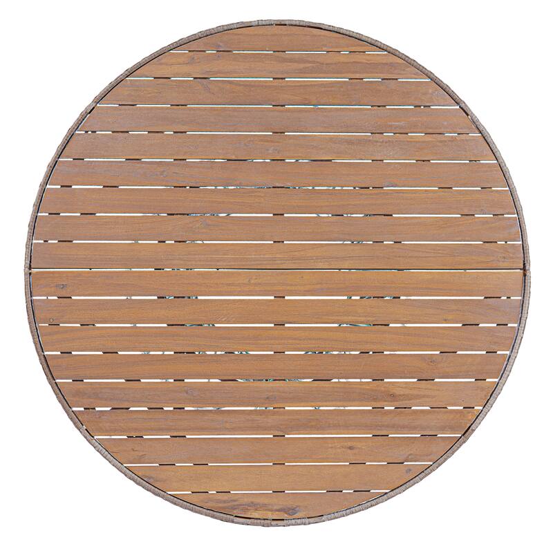 Christopher Knight Home - Estra Outdoor Round Acacia Wood Woven Dining Table with Wicker Pedestal Base, for 4 - 6 Seating