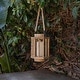 preview thumbnail 1 of 1, Wood 11" Lantern With Rope Handle, Brown 11"H - 6.75" x 7.75" x 11.0" Brown - 6.75" x 7.75" x 11.0"