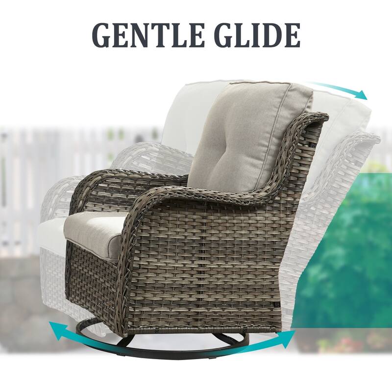 Gymojoy Wicker Swivel Glider Chair with Water-Resistant Olefin Cushions