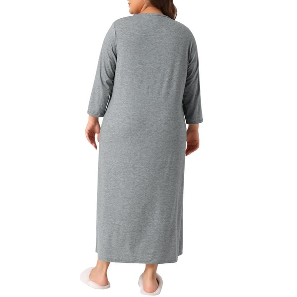 Plus Size Bathrobe for Women Zipper Front House Coat Robe with Pockets -  Bed Bath & Beyond - 42351101