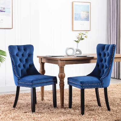 Collection Modern, High-end Tufted Solid Wood Contemporary Velvet Upholstered Dining Chair with Wood Legs 2-Pcs Set