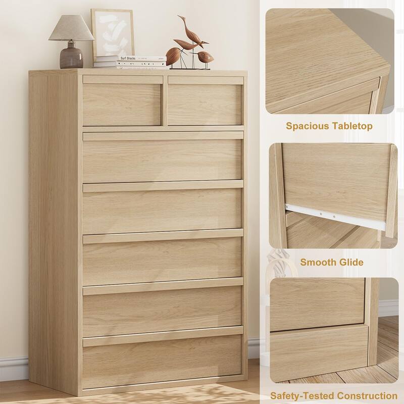 5 Drawer Dresser for Bedroom, Freestanding Wooden Chest Storage