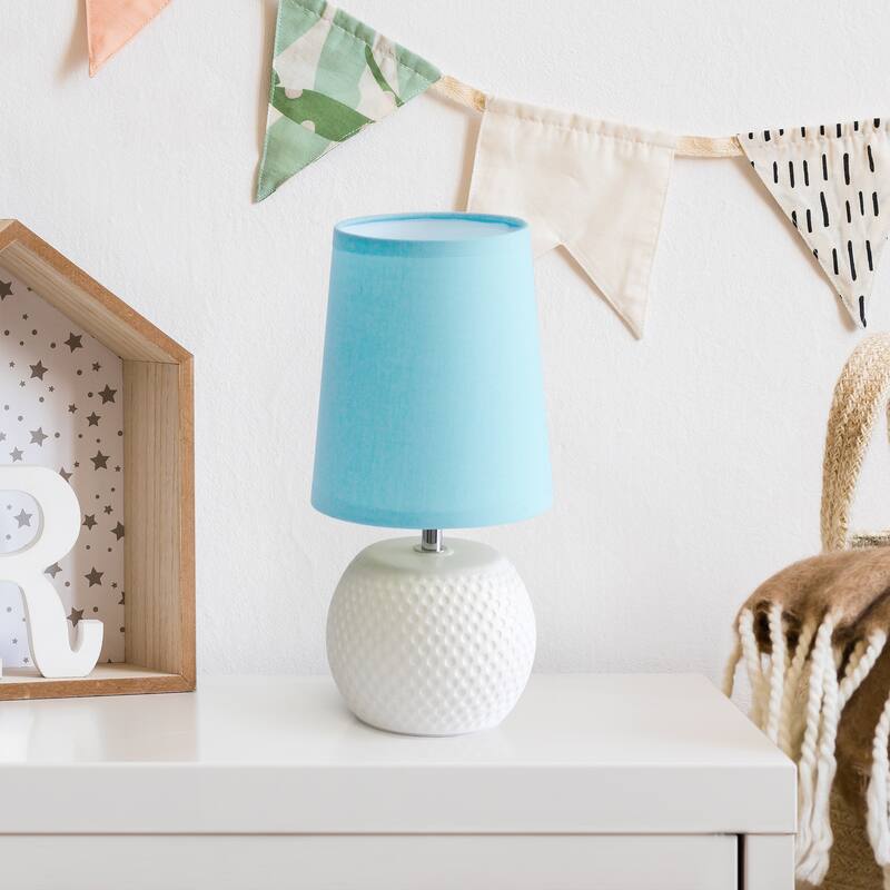Simple Designs Studded Texture Ceramic Table Lamp, Blue - N/A